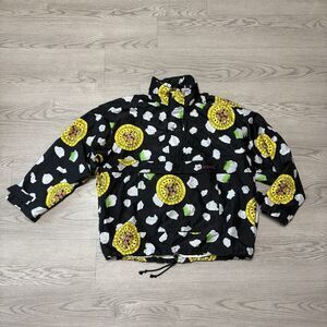 VINTAGE SCHOFFEL 80’S HALF ZIP BLACK ALL OVER PRINT GORE-TEX MENS MEDIUM-LARGE